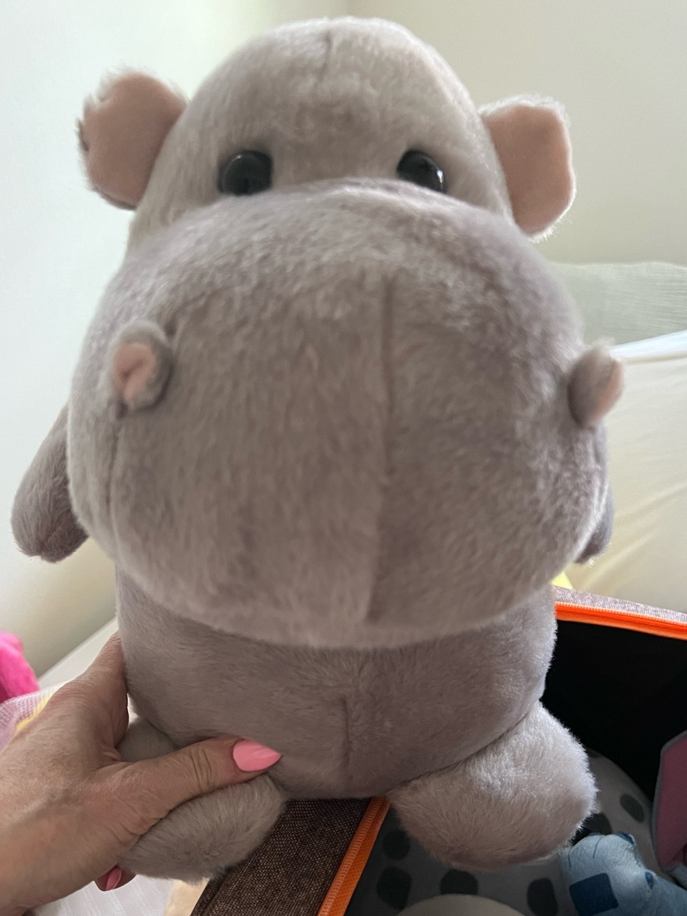Plush Hippo Stuffed Animal - Light Gray